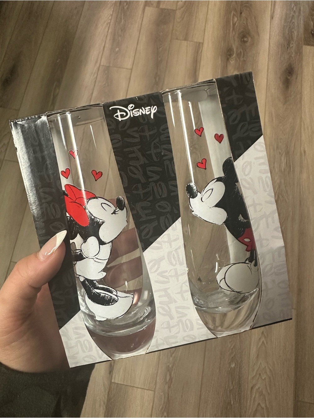 Disney Mickey & Minnie Champagne Flutes - Red, Black, White